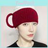 Trendy 3d Beer Cup Knitted Beanie Hat For Winter Warmth In Yellow Wine Red And Khaki