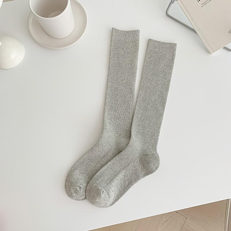 Socks Pure Cotton Calf Socks Pressure Thin High Stockings Cotton Double Needle Boneless Stacking Socks