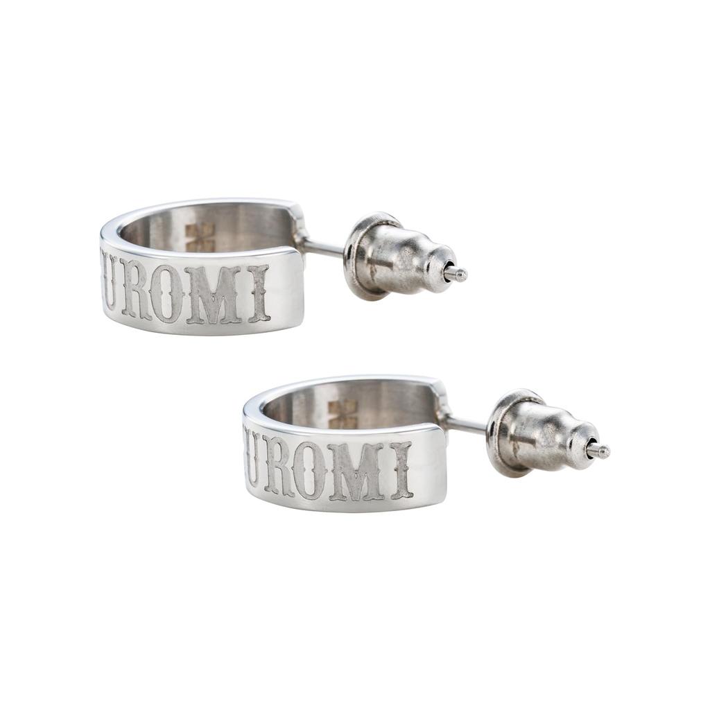 Kuromi Sanrio Charaktere Edelstahl Ohrringe Halbreif beidseitig [Weißklee] (2 Stück/für die Ohren) SAST-P003SV