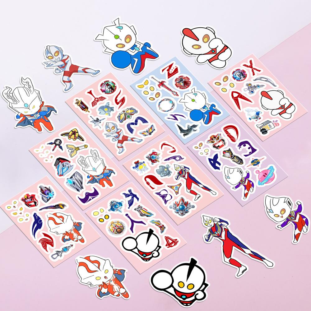 8 Cute Cartoon Ultraman Dress-up Stickers, Water Cup, Computer Waterproof Decorative Stickers, Creative Stationery Stickers