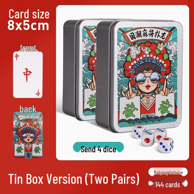 Waterproof Mini Mahjong Playing Cards: 144-Piece Set, Wear & Fold-Resistant, Unbreakable, Portable Paper Cards.