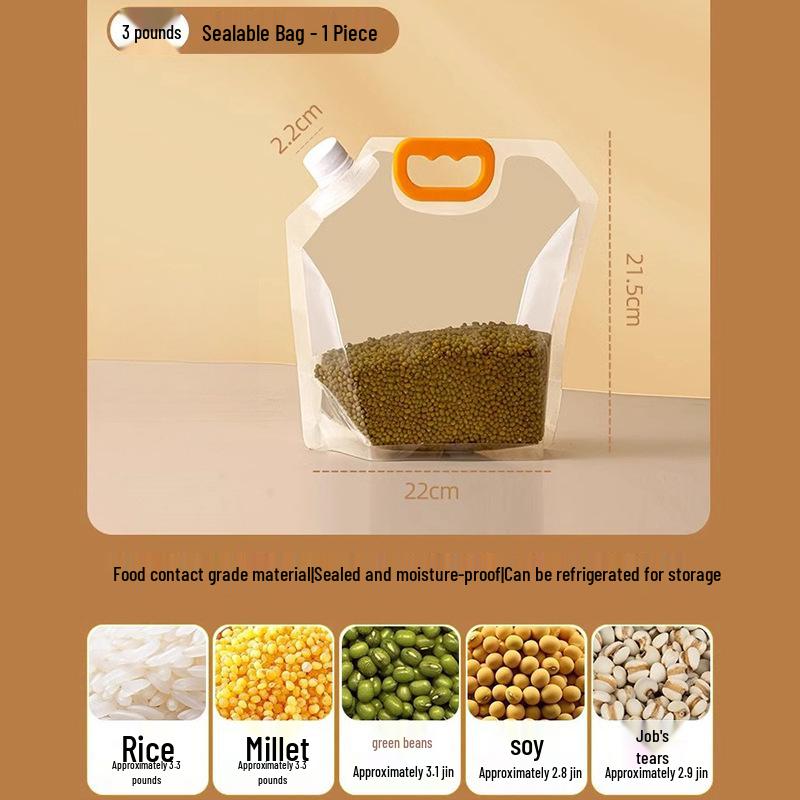 Five Grains & Cereals Moisture-Proof Reusable Storage Bag for Kitchen Flour, Rice & Grain