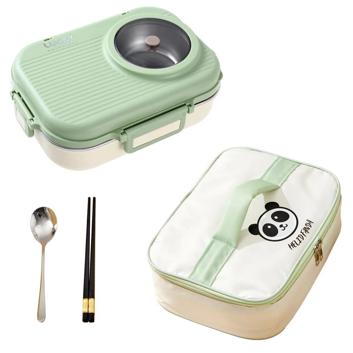 Портативный ланч-бокс большой вместимости с отделениями столовыми приборами и миской микроволновый из нержавеющей стали 304 ланч-бокс бенто для студента взрослого 3 3695₽