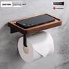 Black Walnut No-Drill Bathroom Tissue & Phone Holder