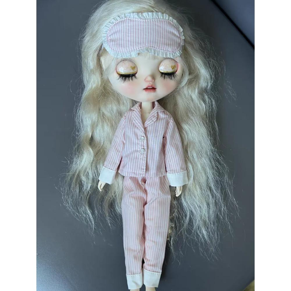3 Stück/Set Puppe [Augenmaske+Oberteil+Hose] Blyth Pyjama 1/6 Puppen Outfit (Passend für ICY, Big Fish) Puppenzubehör