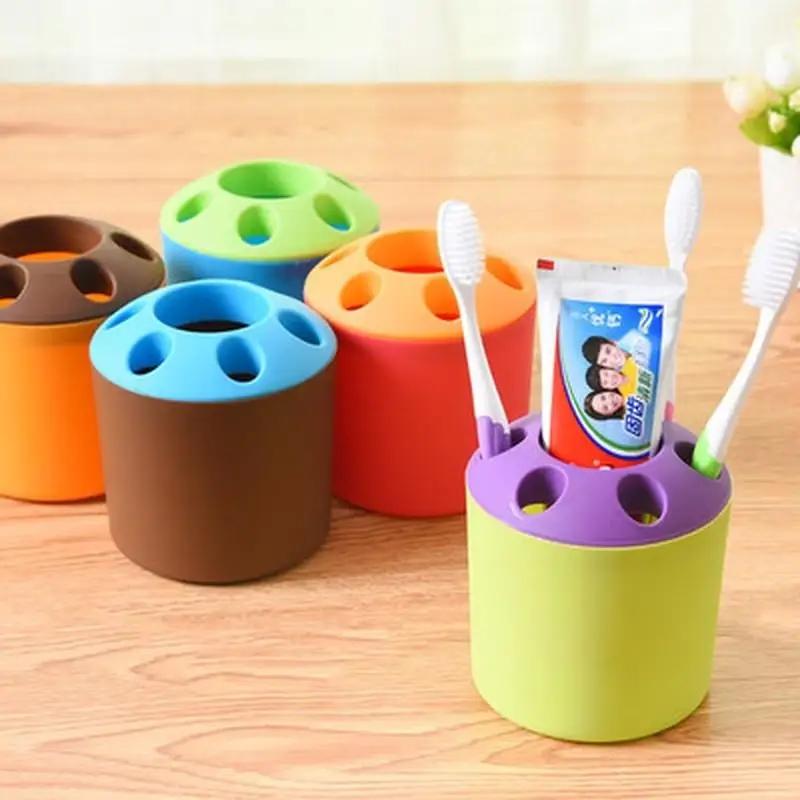 Creative candy-colored porous toothpaste, toothbrush holder Desktop Multifunction pen holder Shelves