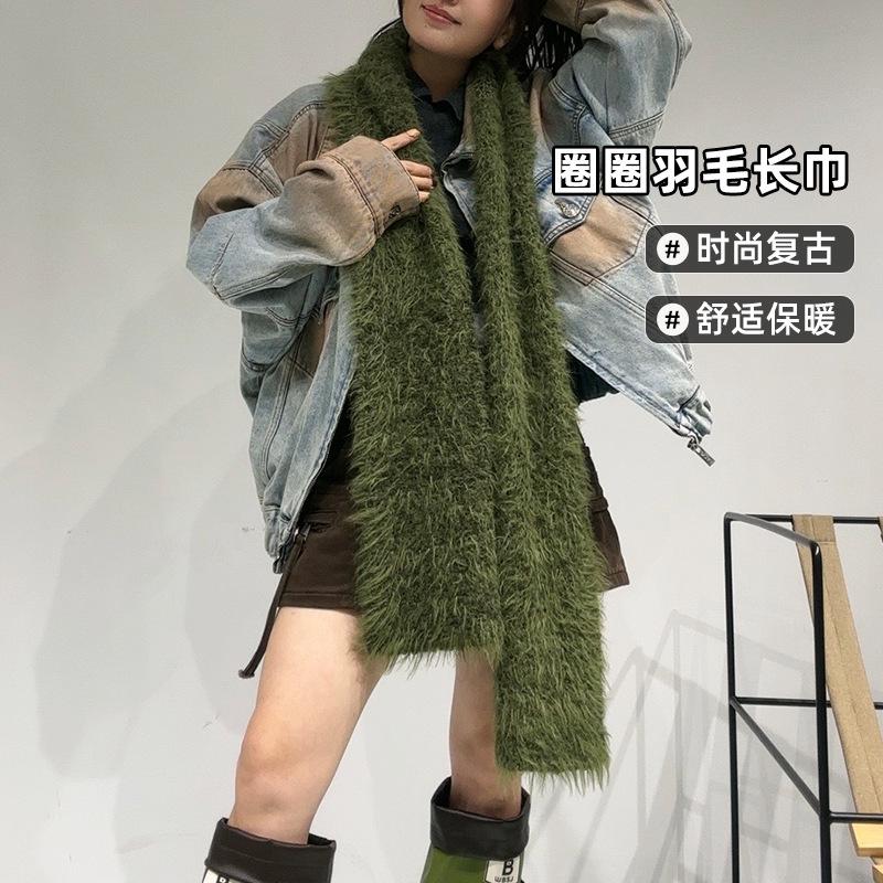 Scarf autumn and winter thickened warm knitted scarf women's winter new fashion versatile high-end wool shawl scarf