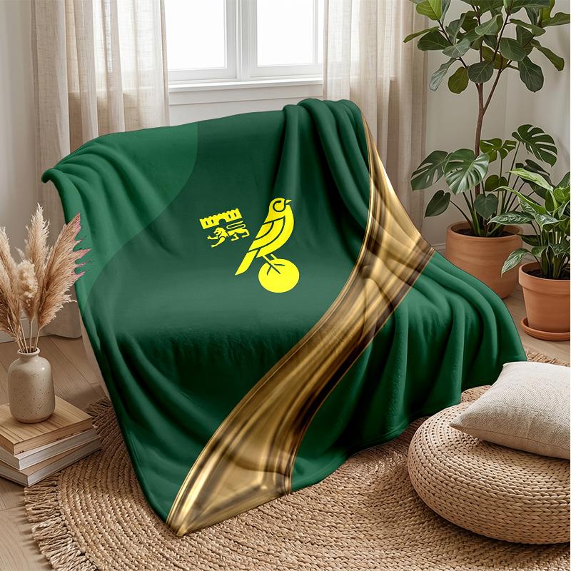 Coperta in Flanella con Stampa Norwich City Football, Coperta Morbida Calda Leggera per Divano Letto Campeggio