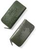 Red Glow Men's Genuine Leather Long Wallet with Round Zipper and Japanese Pattern, RG-002, Green, Made In Japan
