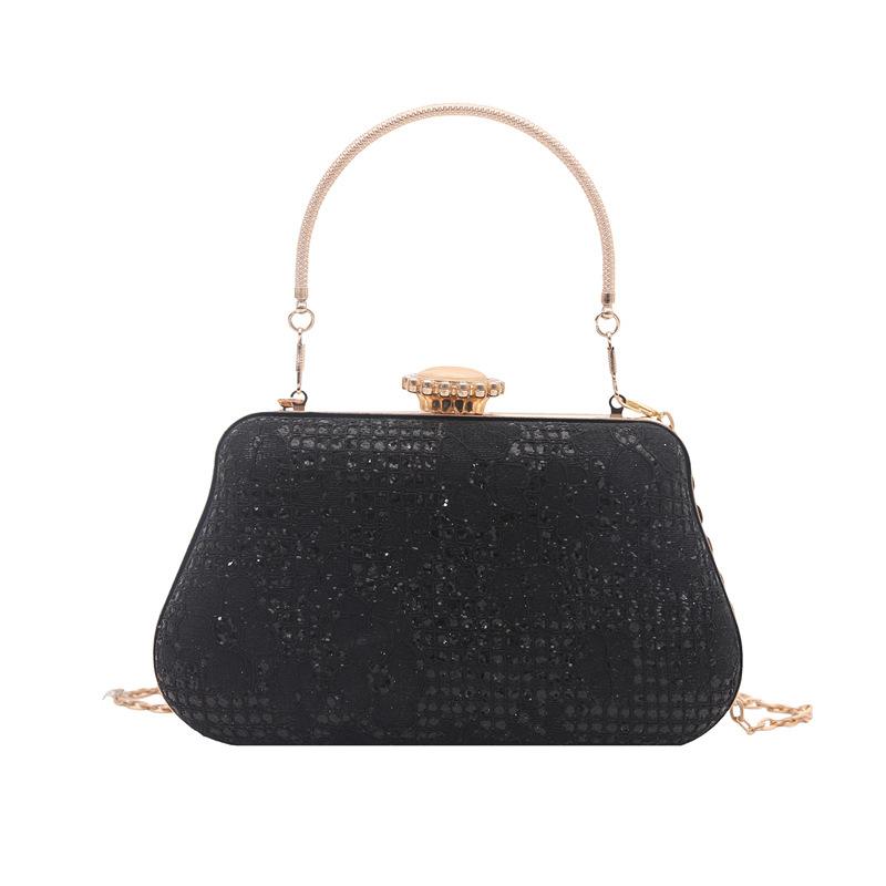 Luxury Polyester Fiber Evening Bags Rhinestone Chain Banquet Bag Clutch Handbag Women