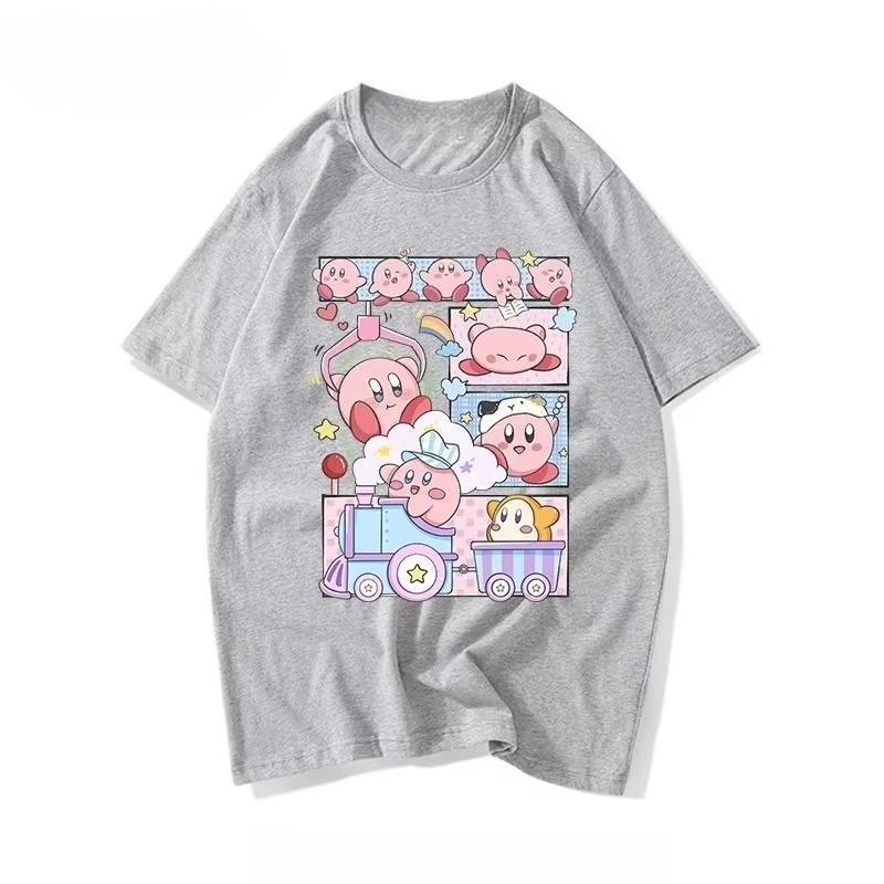 2026 New Summer Game Kirby Cute Pastel‑Color Character Graphic‑Print Unisex T‑Shirt, Harajuku‑Style Casual Street‑Wear Top For Gamers