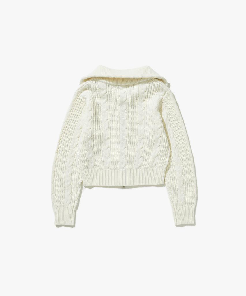 PLAC WOMEN Twist Zip-Up Knit Cardigan White