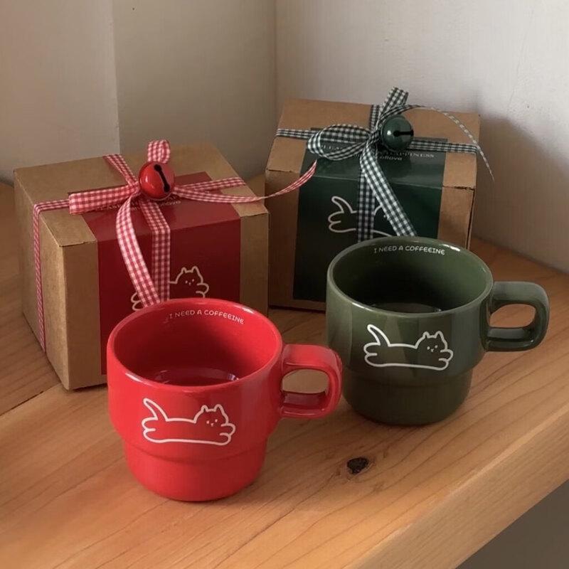 Cute Cat Ceramic Mug with Coaster