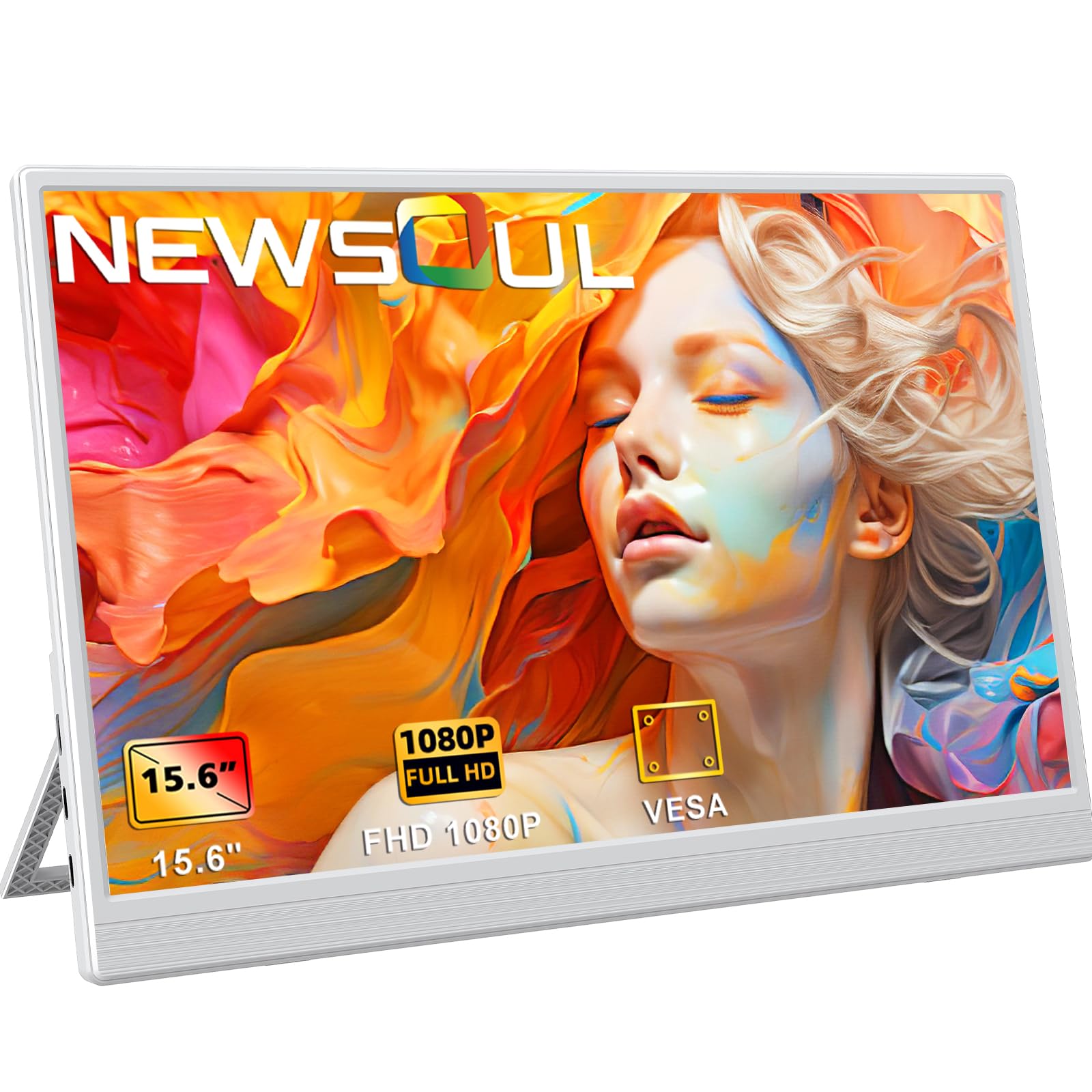

Newsoul Mobile Monitor Inch Mobile Display Free Standing Portable Monitor VESA Compatible Sub Monitor 1920x1080FHD Portable Monitor Lightweight Thin білий