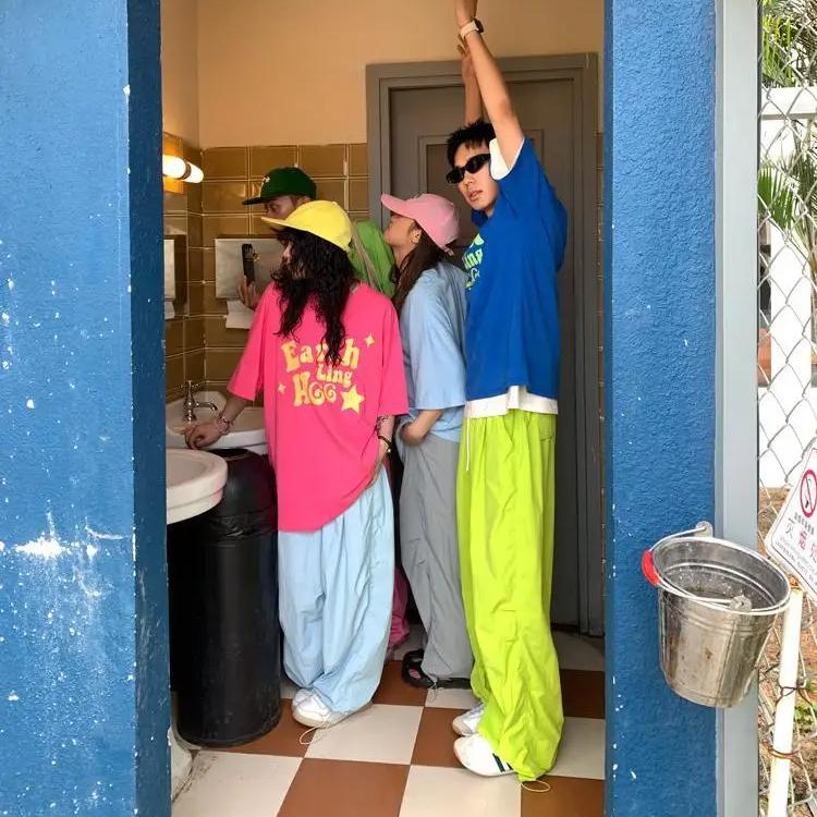 Y2k розовые широкие брюки-парашюты — фото 8