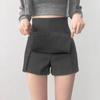 Schwarze knielange Rockhose für Damen - Sommerliche schlankmachende High-Waist-Rockshorts mit Schlitz