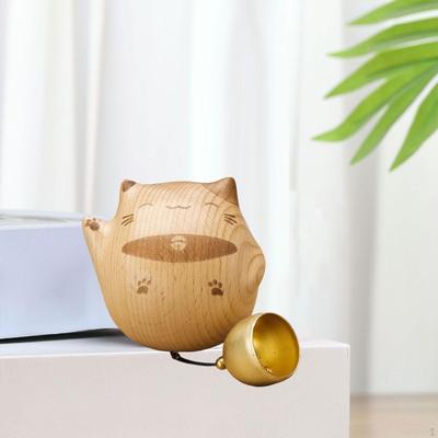 Sonerie de ușă din lemn Ornament de desene animate pentru deschiderea ușii Pisică norocoasă Sunet delicat încântător Cadou Intrare