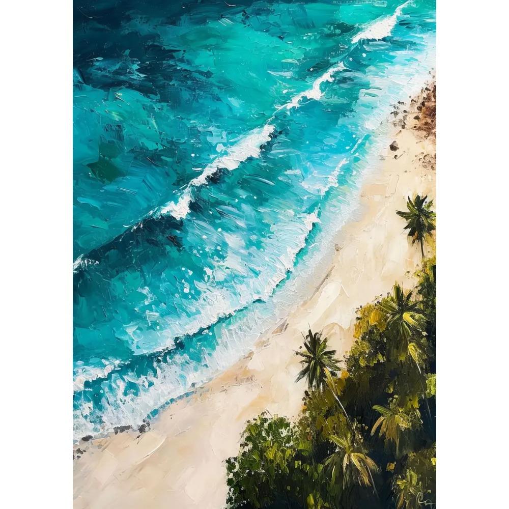 Wave Lighthouse Girl Surfing Canvas Painting Palm Tree Print Wall Art Picture Living Room Decor Sea Beach Poster Ocean Ship Boat