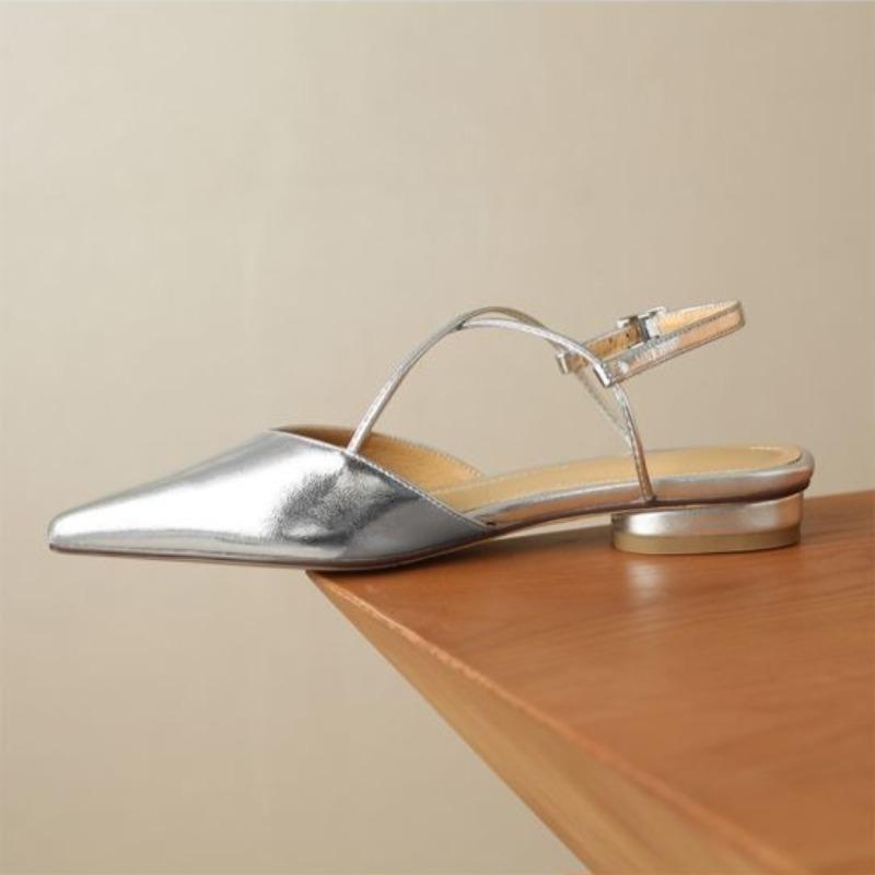 Fashion Women Baotou Sandals Fashion Pointed High Heels Sexy Slingbacks Women Sandals Comfort Elegant Silver Single Shoe Sandalias Mujer