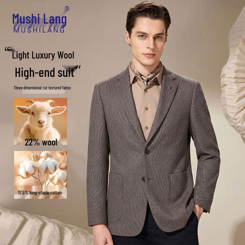 MUSHILANG Men s Wool Blend Casual Business Blazer 50