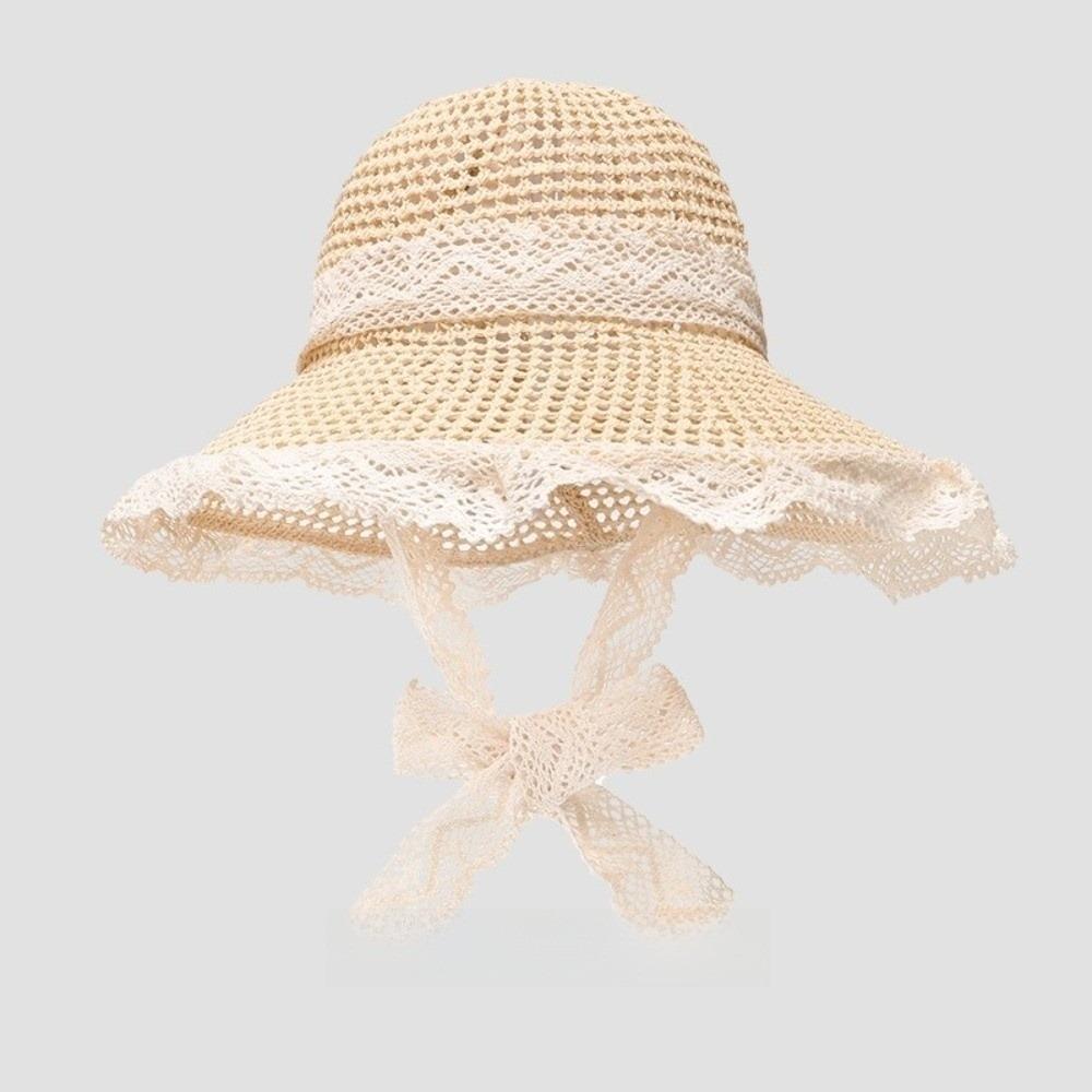 New Foldable Straw Sun Hat Cute Strap Sun Protection Sun Visor Cap Breathable Sunscreen Cap Outdoor Activities