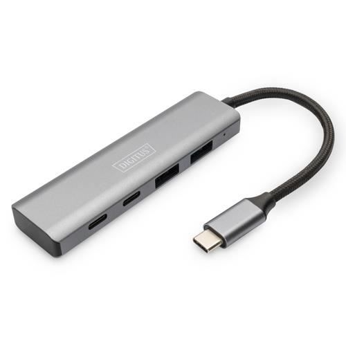 HUB USB-C - DIGITUS - DA-70245 - 4 Ports - Aluminium - 10 Gbit/s