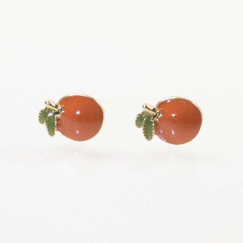 S925 silver needle stud earrings Japanese and Korean creative Internet celebrity orange lemon Internet celebrity ins cute girl wind fresh Mori