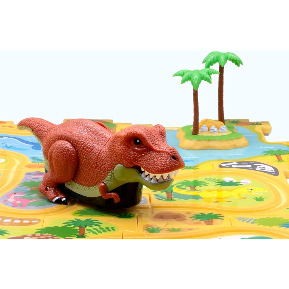 Masudaya Corporation Panel World Running T-Rex Train Toy Track Set Battery Operated for Ages 3 and Up