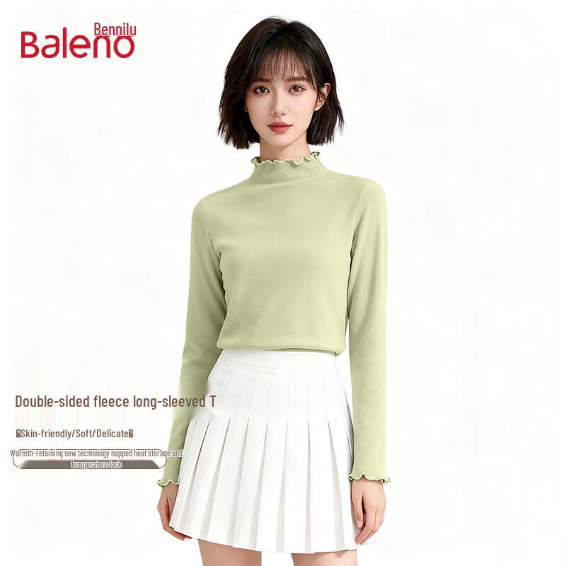 Baleno Women s Ruffled Mock Neck Thermal Top L