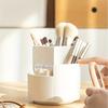 Rotating Makeup Organizer 4-Compartment Large Capacity Storage Box Plastic Compact Desktop Holder for Cosmetic Brushe Stationery
