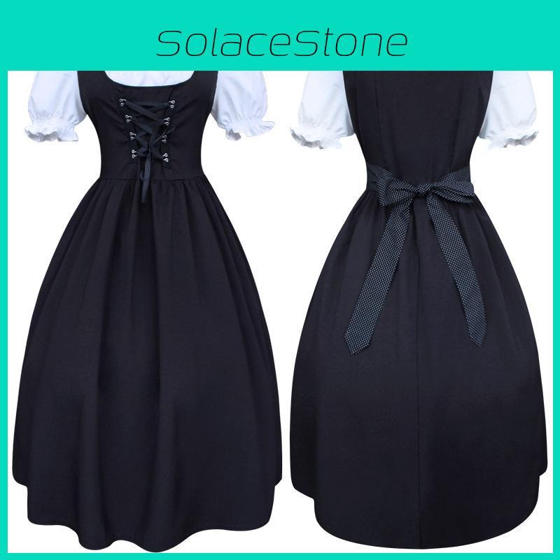 Medieval Retro Style Drawstring High Waisted Bow Dress Stage Outfit Performance