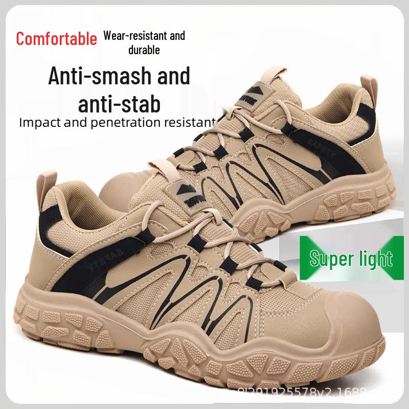 Men's Summer Breathable Steel Toe Work Shoes - Anti-Smash, Anti-Puncture, Insulated Safety Footwear for Construction.