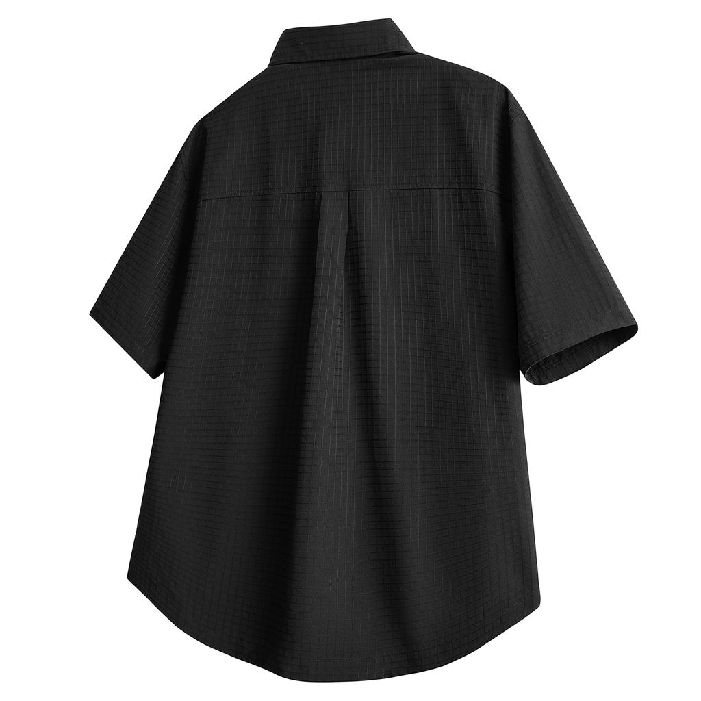Lös krage Mode T-shirt Kortärmad Toppskjorta Stor Storlek Ficka Herr