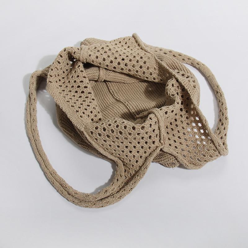 Vintage Hollow Woven Underarm Shoulder Bag Knitted Handbag for Women Large Capacity Shopper Totes Ladies Beach Travel Bag