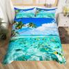 2/3pcs Fish Duvet Cover Set Ocean Bedding Sets 3D Printed Underwater World With Shark Dolphin Coral Reef Pattern Quilt Cover Set