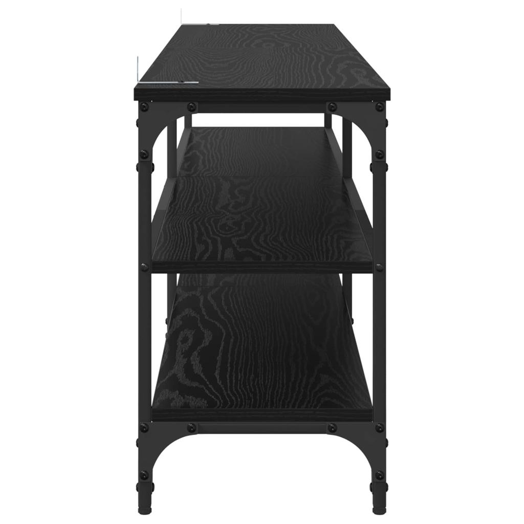 TV Stand In Black Oak Look 160 X 30 X 50 Cm