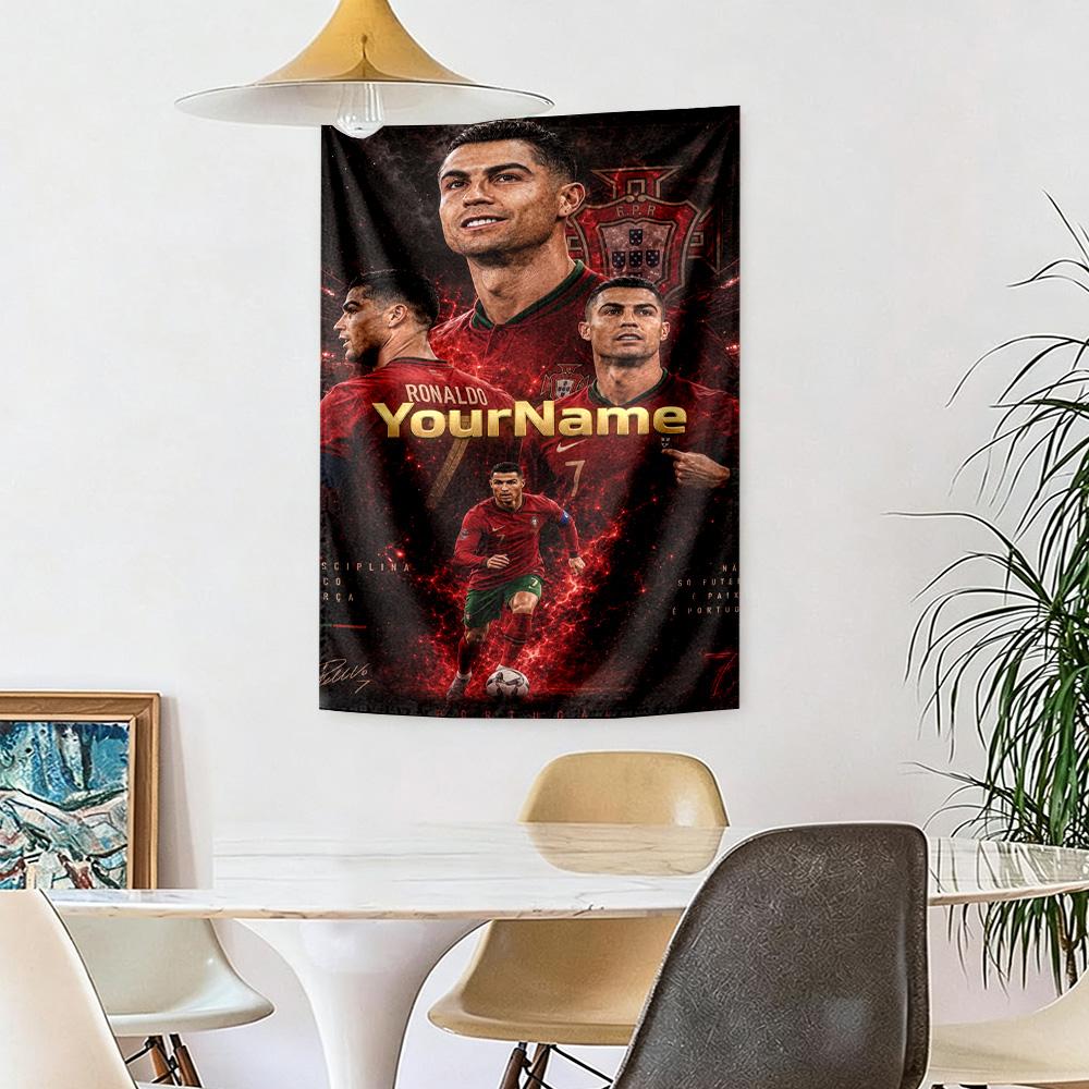 Cristiano Ronaldo Custom Your Name Wall Decor Tapestry Art For Pet Memorial Birthdaywedding Party Backdrop Family Gift