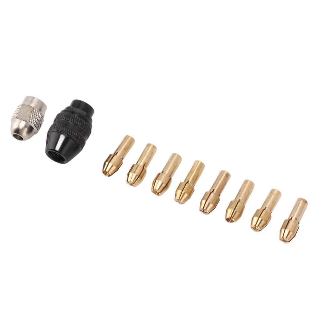 Drill Chuck Collet Set for Replacement 4485 Brass Quick Change Rotary Drill Nut Tool Set With 2 Nut 8 Brass Collet