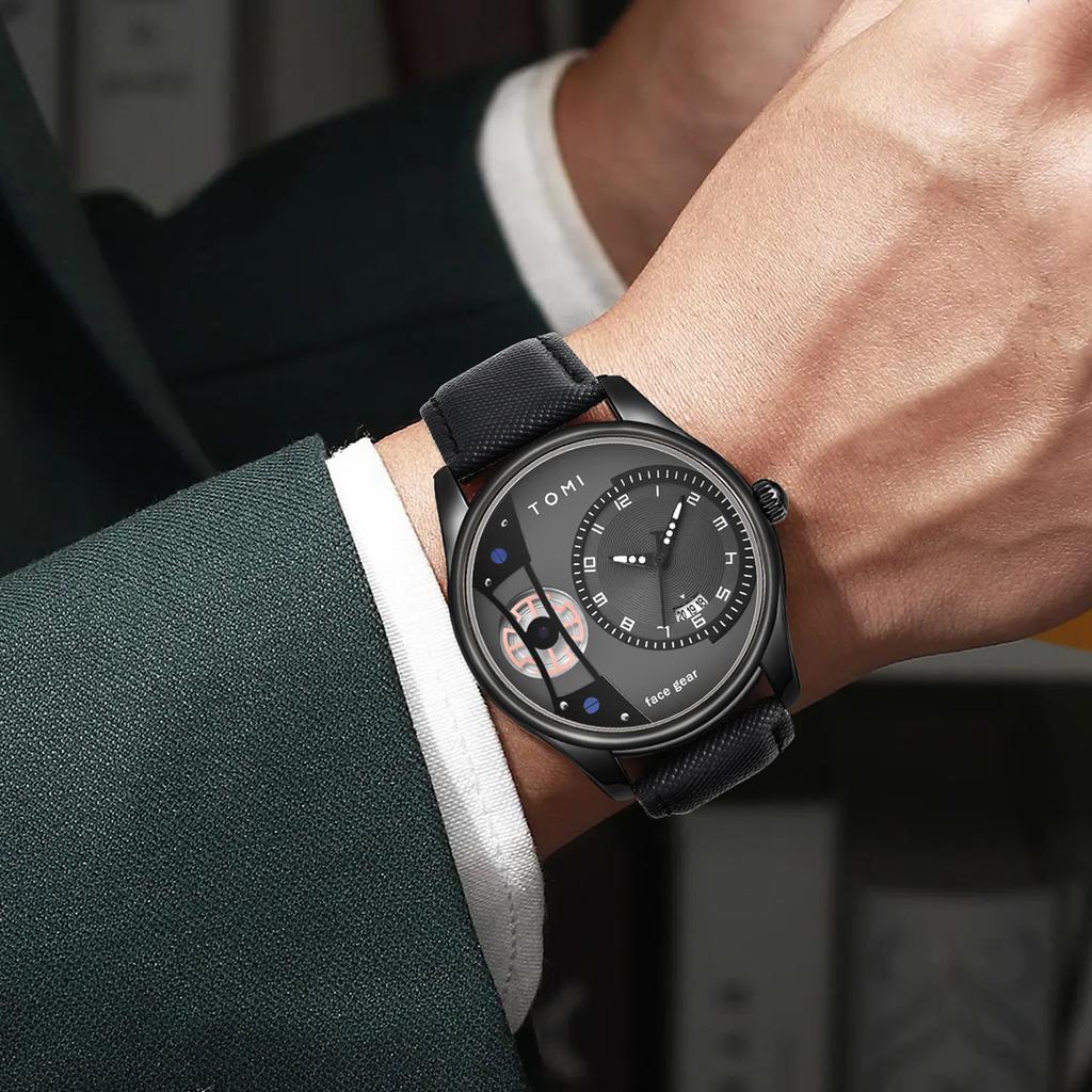Set Gift Box for Men's Minimalist Business Quartz Watch Luxury Versatile Double Strap Detachable Watch Festival Gift