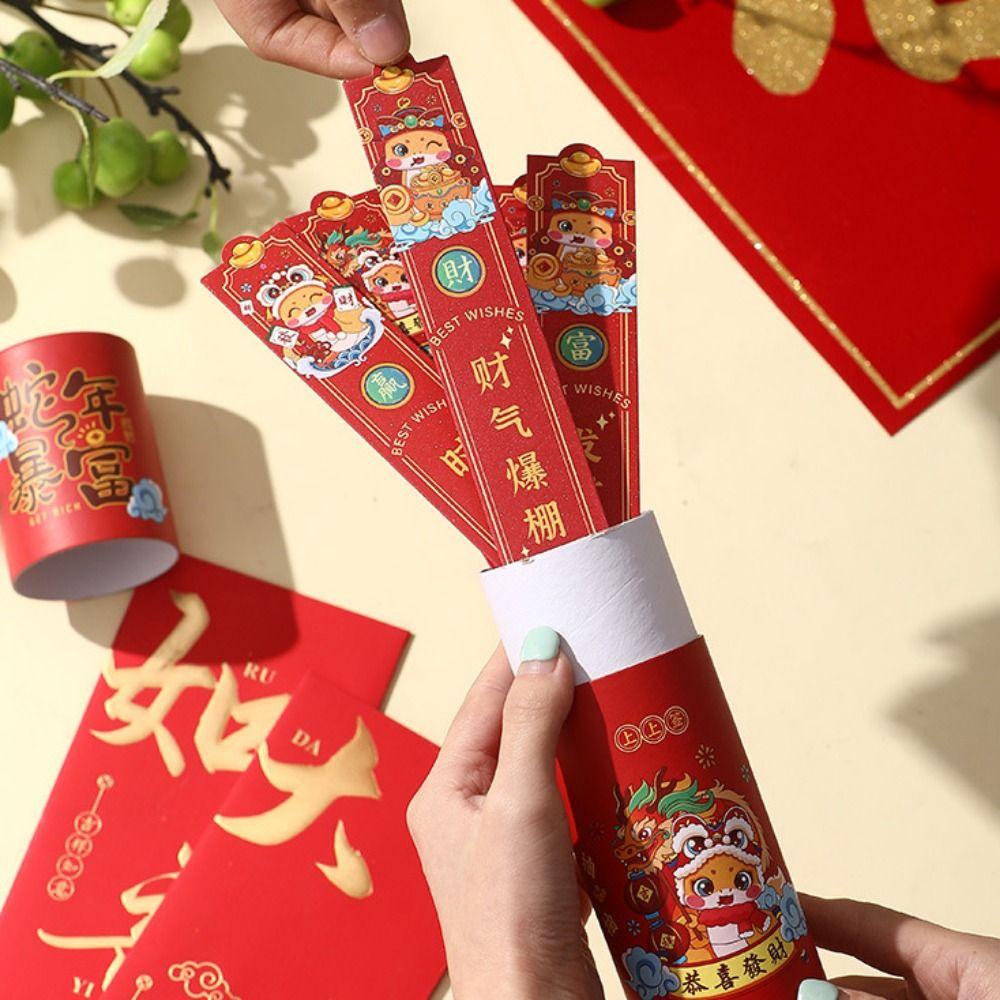 12pcs/box Cartoon Lottery Red Envelopes Zodiac Snake Fortune Hongbao  Spring Festival