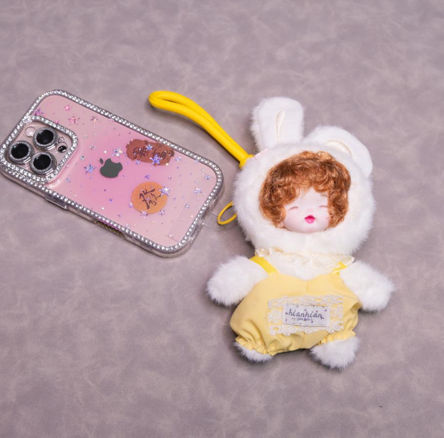 Cartoon Peach Plush Pendant Doll - Cute Keychain & Backpack Ornament