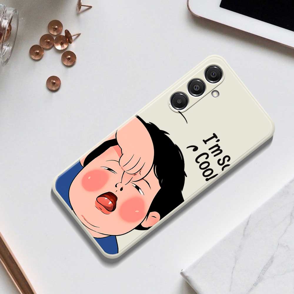 For Samsung Galaxy A16 5G/4G Case Make Faces Kid Pattern Printing Straight Edge TPU Phone Back Cover