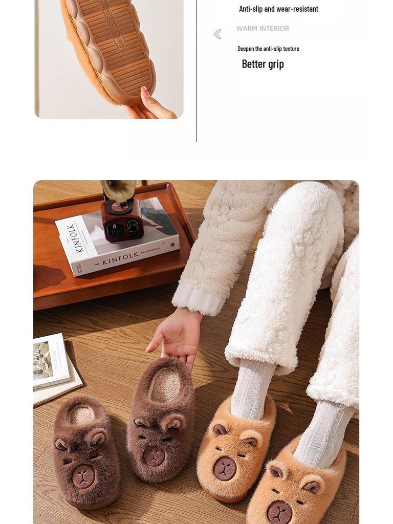 Capybara Cotton Slippers – New Winter 2025 Plush Home Slippers for Men & Women, Cute & Warm for Autumn and Winter.