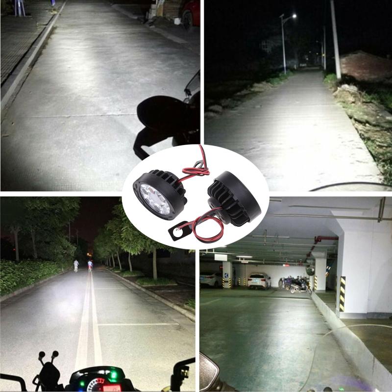 2Pcs Scooter ATV Auxiliary Fog Spot Light 6 LED  LED Motorcycle Driving Lamp