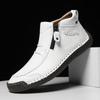 Men's Plus Size Zipper Martin Ankle Boots - Outdoor Casual Flat Sole Hand-Stitched Short Boots
