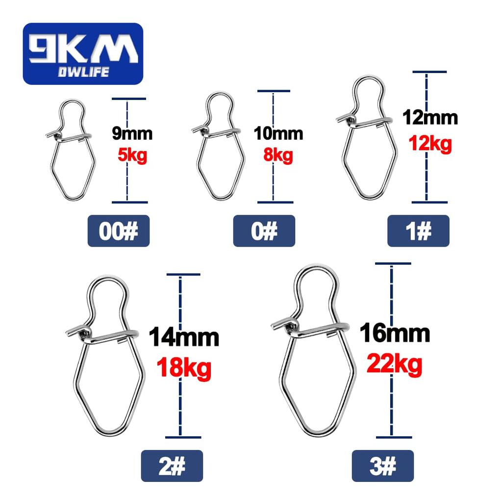 9KM DWLIFE Eging Snaps 50 Pieces Fishing Aging Snaps Strength