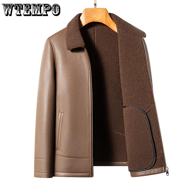 Men's Coat Leather Jacket Fur Integrated Warm Short Casual Leather Lapel Winter Thickening Leisure Jacket