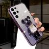 For Galaxy S26 Ultra Plus Case with Cartoon 3D Bear Stand Luxury Slim Gradient Plating Glitter Girls Stylish For Samsung Galaxy S26 + Ultra Back Cover