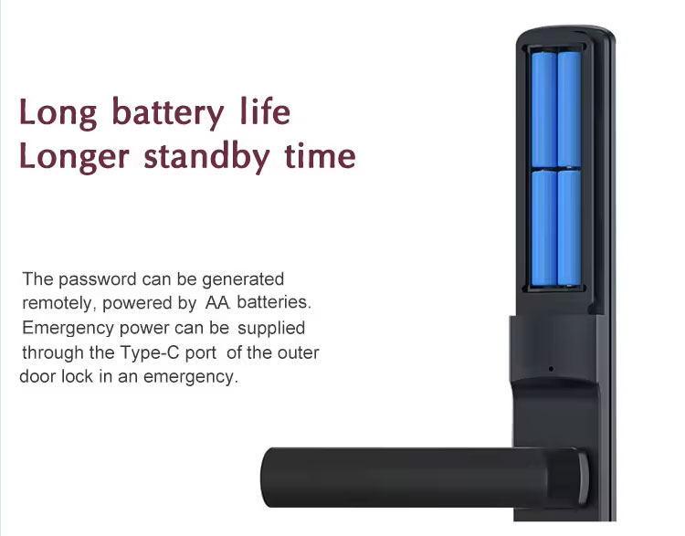 Fechadura de Impressão Digital Impermeável de Liga de Alumínio para Portas Deslizantes de Vidro Duplo