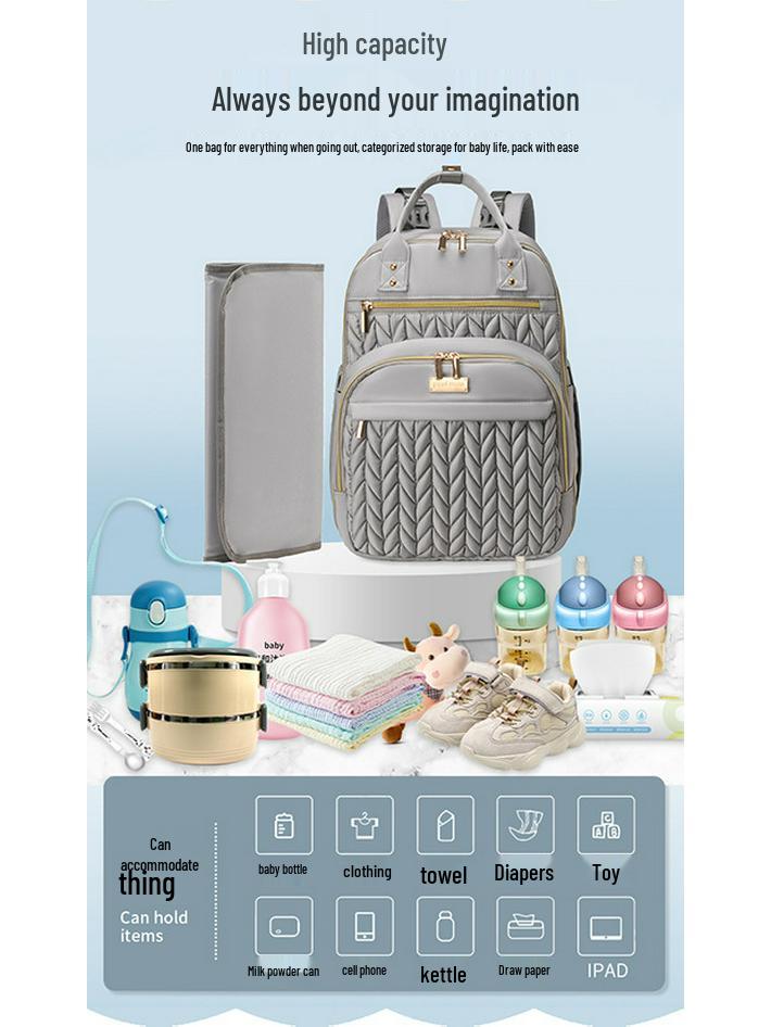 Sac à dos momie haut de gamme: Sac Bébé Spacieux avec Compartiment Lait Isotherme pour Sorties Pratiques